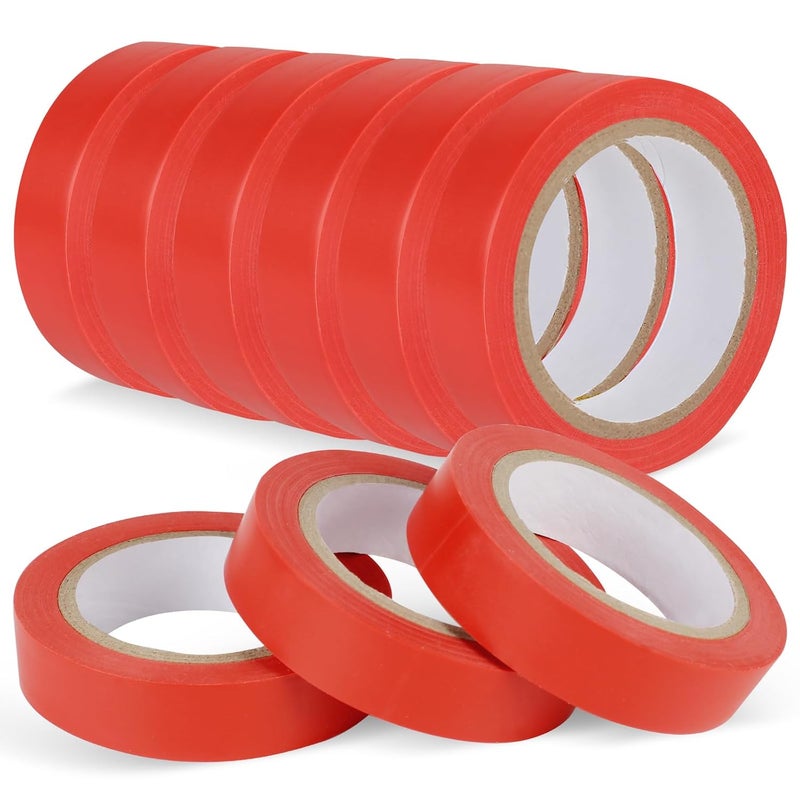 Romeda 9 Pack Electrical Tapes, Electrical Tape Water, Sun, and Oil Resistant, Electrical Tape is Suitable for Most Domestic, Commercial, and Industrial environments - Red - Image 1